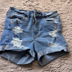 ⭐️⭐️⭐️Aeropostale Light Blue High Rise Ripped Jean Shorts Size 0